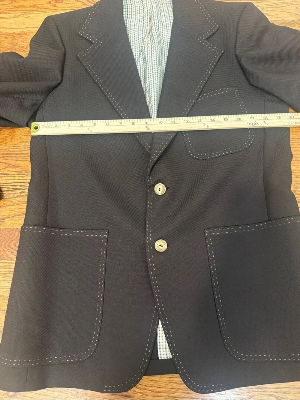 Vtg 70s Curlee Men’s Brown Polyester Suit Jacket Blazer Mod Stitching Sz 38R
